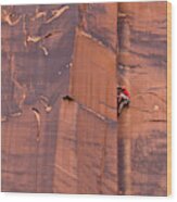 Rock Climber Indian Creek Utah Wood Print