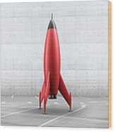 Rocket In Parking Lot #1 Wood Print