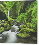 Ruckel Creek Waterfall, Columbia River #1 Wood Print