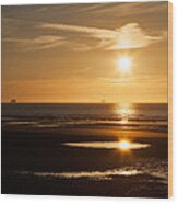 Sangatte Beach At Sunset #1 Wood Print