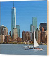 Skyline Of New York With One World #1 Wood Print