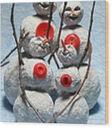 Snowman Family Christmas Card #1 Wood Print