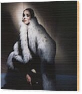 Sondra Peterson Wearing White Fur Coat #1 Wood Print