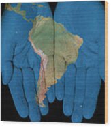 South America In Our Hands Wood Print