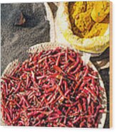 Spices At Local Market - Myanmar #1 Wood Print