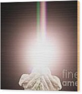 Spiritual Light In Cupped Hands On A Black Background Wood Print