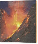 Strombolian Type Eruption Of Batu Tara #1 Wood Print