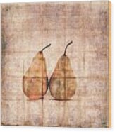 Two Yellow Pears On Folded Linen #1 Wood Print