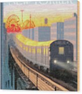 Coney Island Express Wood Print