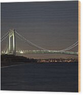 1 Verrazano Narrows Bridge At Twilight Wood Print