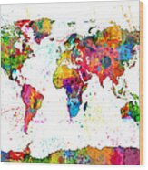 Watercolor Political Map Of The World #1 Wood Print
