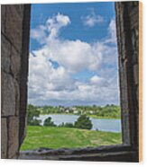Window In Linlithgow Palace With View To A Beautiful Scottish Landscape Wood Print