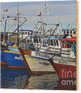 Wooden Fishing Boats In Harbor, Chile #1 Wood Print