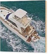 Yacht Sailing On Sea Aerial View #1 Wood Print