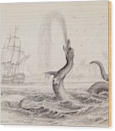 1734 Hans Egede Sea Monster Serpent Wood Print
