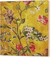 17th Century Embroidery On Silk Brocade Wood Print