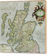 17th Century Map Of Scotland Wood Print