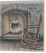 1800s Cozy Cooking .... Fire Place Wood Print