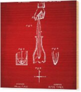 1878 Cork Extractor Patent Artwork - Red Wood Print