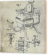 1901 Barber Chair Patent Drawing Wood Print