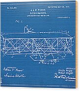 1906 Wright Brothers Flying Machine Patent Blueprint Wood Print