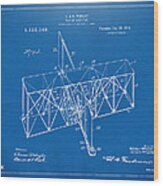 1914 Wright Brothers Flying Machine Patent Blueprint Wood Print