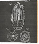 1919 Hand Grenade Patent Artwork - Gray Wood Print