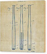 1924 Baseball Bat Patent Artwork - Vintage Wood Print