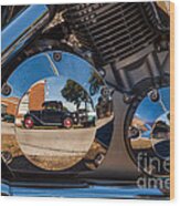 1930 Ford Reflected In 2005 Honda Vtx Wood Print