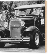 1934 Classic Car In Black And White Wood Print