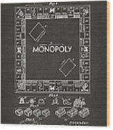 1935 Monopoly Game Board Patent Artwork - Gray Wood Print
