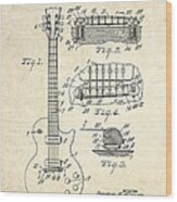 1955 Gibson Les Paul Patent Drawing Wood Print