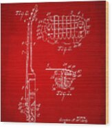 1955 Mccarty Gibson Les Paul Guitar Patent Artwork 2 Red Wood Print