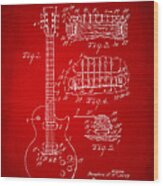 1955 Mccarty Gibson Les Paul Guitar Patent Artwork Red Wood Print