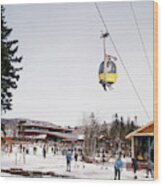 1960s Ski Lodge Bright Yellow Bubble Wood Print