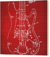 1961 Fender Guitar Patent Minimal - Red Wood Print