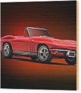 1965 Corvette Roadster In Red Wood Print