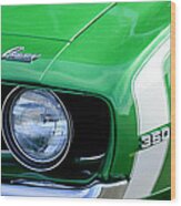 1969 Chevrolet Camaro Ss Headlight Emblems Wood Print