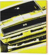 1969 Chevy Camaro Ss - Yellow Wood Print