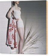 A Model Wearing A Bathing Suit Wood Print