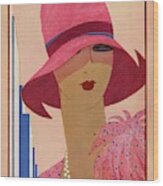 A Vintage Vogue Magazine Cover Of A Woman Wood Print
