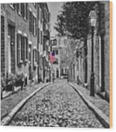 Acorn Street Boston Bw #2 Wood Print