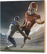 American Football Player Being Tackled #2 Wood Print