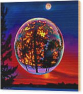 Full Moon Over New Richmond Sunset Wood Print