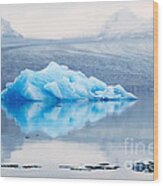 Glacial Lake With Icebergs At Sunrise Iceland #2 Wood Print