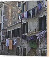 Hanging Out To Dry In Venice #2 Wood Print