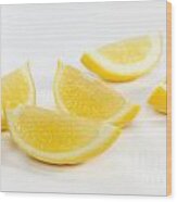 Lemon Wedges On White Background #2 Wood Print