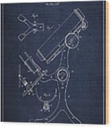 Microscope Patent Drawing From 1886 - Navy Blue Wood Print