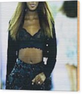 Naomi Campbell On A Runway For Anna Sui #2 Wood Print