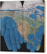 North America In Our Hands Wood Print